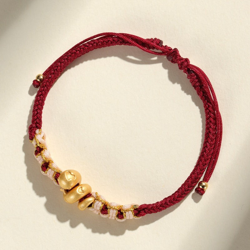 Zen Healing Snake Zodiac 999 Sliver Luck Red String Bracelet