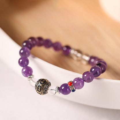 Zen Healing Tibet Amethyst Yanyuan Agate Pi Xiu Lucky Bead Calm Bracelet