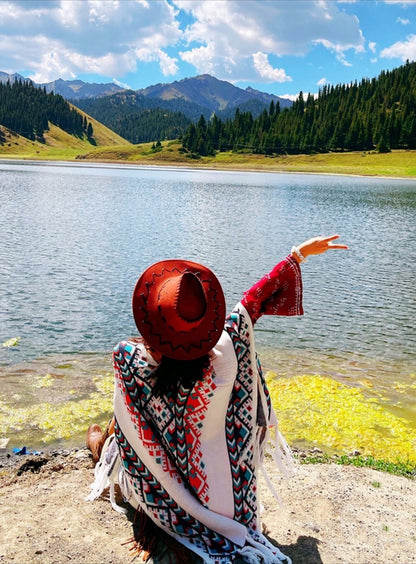 Zen Healing Tibetan Shawl Knitting Warm Cloak Tibetan Scarf Womens Scarf