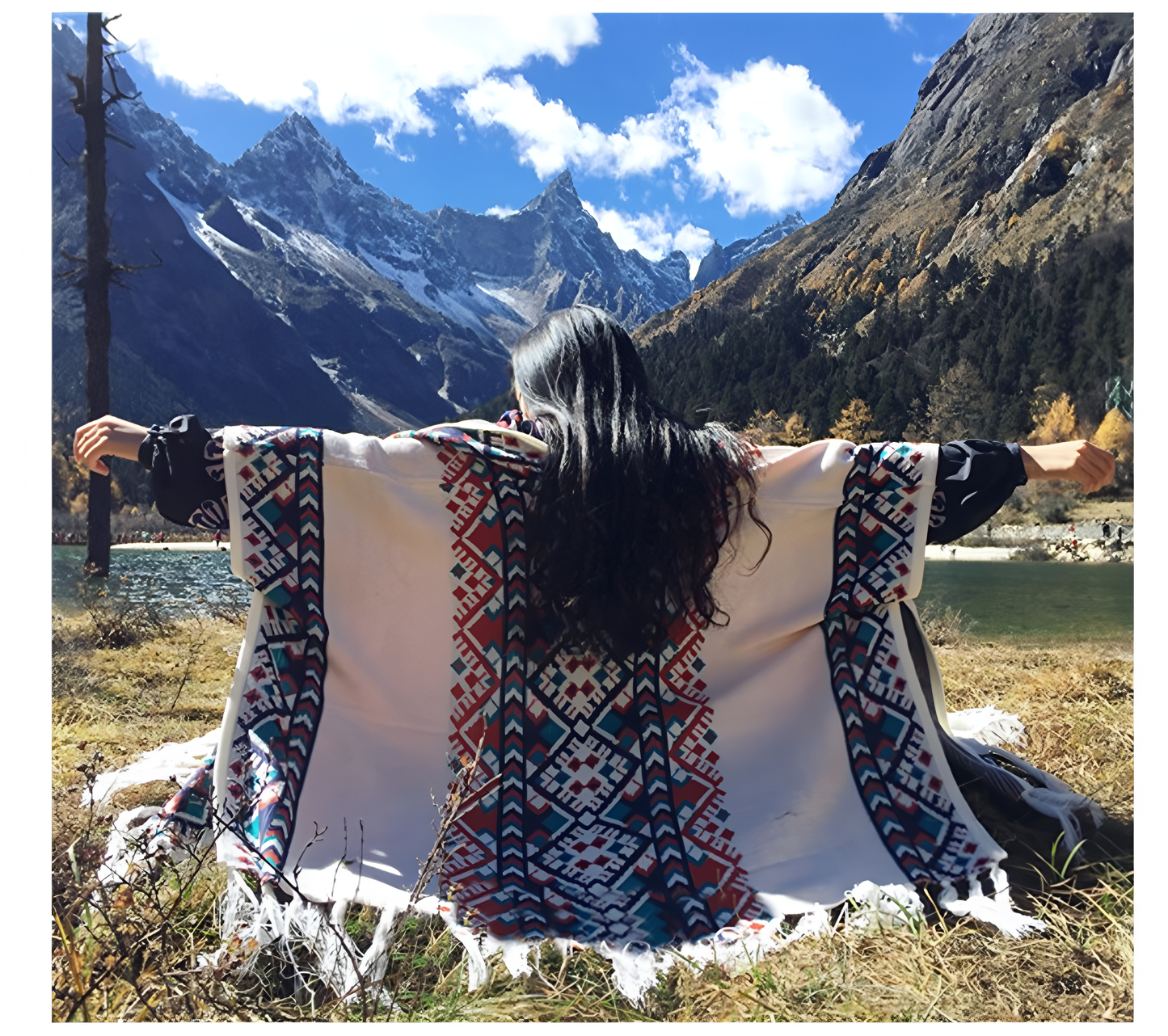 Zen Healing Tibetan Shawl Knitting Warm Cloak Tibetan Scarf Womens Scarf