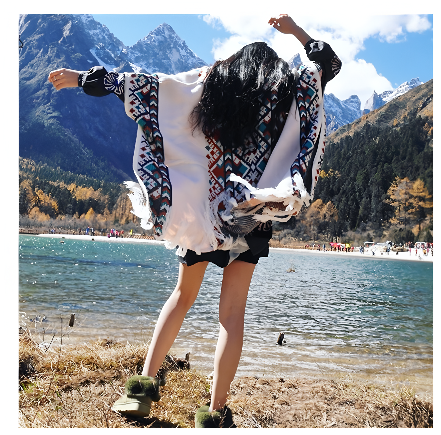 Zen Healing Tibetan Shawl Knitting Warm Cloak Tibetan Scarf Womens Scarf