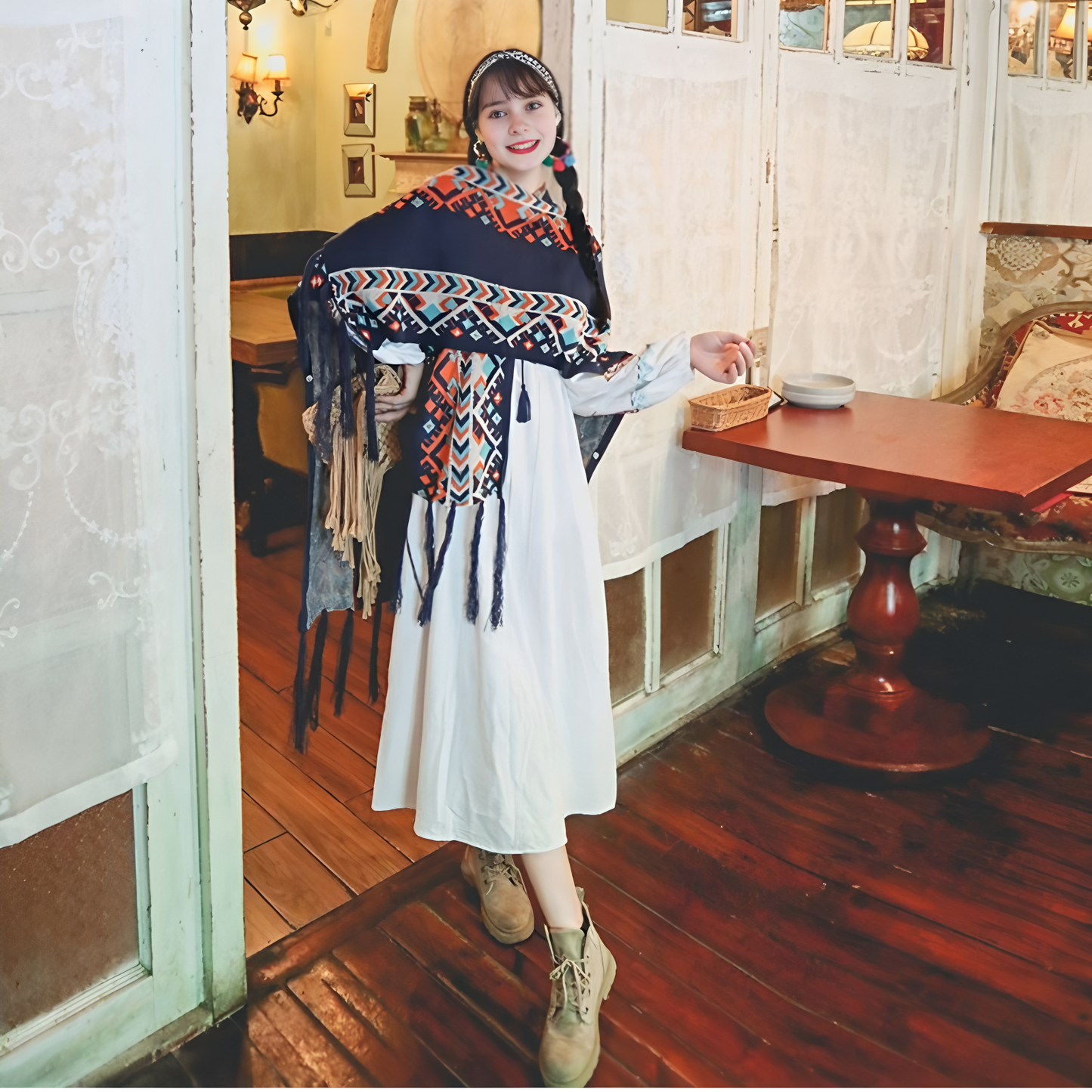 Zen Healing Tibetan Shawl Knitting Warm Cloak Tibetan Scarf Womens Scarf