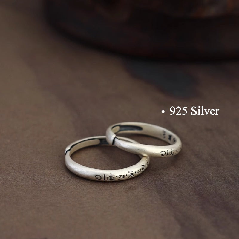 Zen Healing Tibetan Six True Words 925 Silver Calm Ring