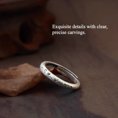 Zen Healing Tibetan Six True Words 925 Silver Calm Ring