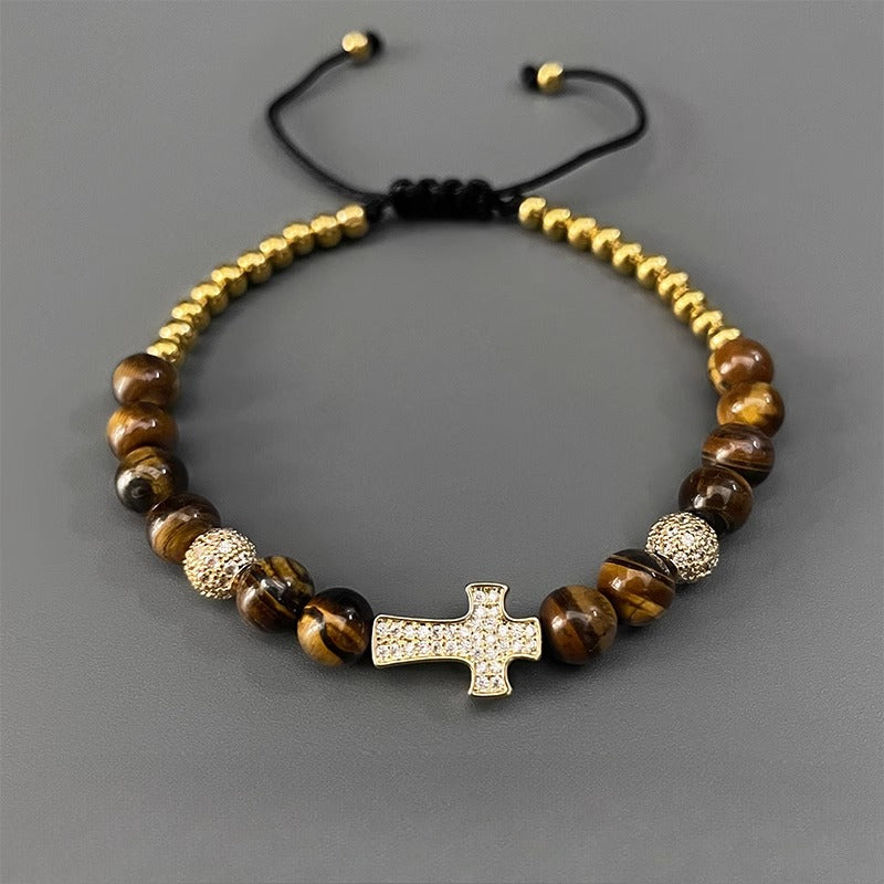 Zen Healing Tiger Eye Cross Confidence Protection Bracelet