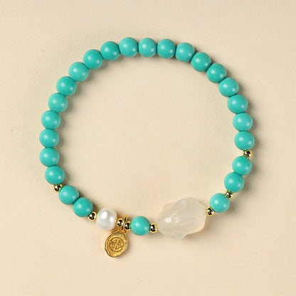 Zen Healing Turquoise White Jade Rabbit Lucky Bracelet