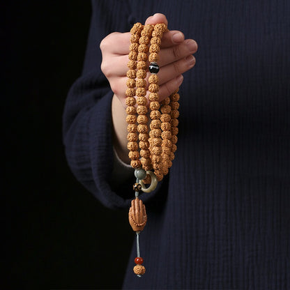 Zen Healing Vajra Bodhi 108 Mala Bead Buddha Hand Wealth Bracelet