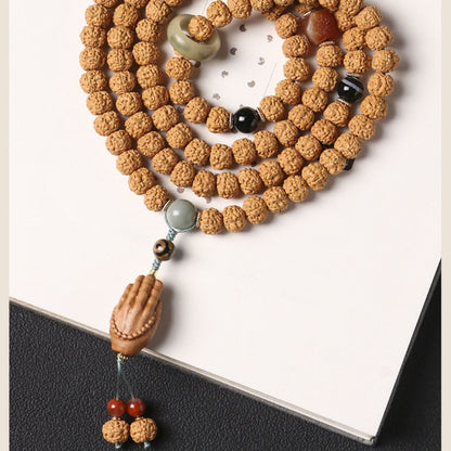 Zen Healing Vajra Bodhi 108 Mala Bead Buddha Hand Wealth Bracelet