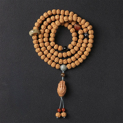 Zen Healing Vajra Bodhi 108 Mala Bead Buddha Hand Wealth Bracelet