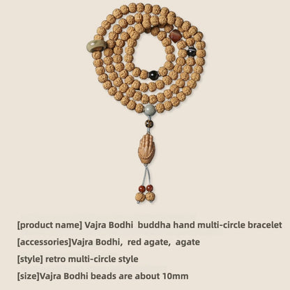 Zen Healing Vajra Bodhi 108 Mala Bead Buddha Hand Wealth Bracelet