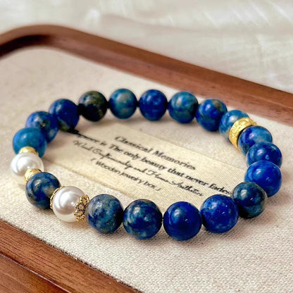 Zen Healing Vintage Natural Lapis Lazuli Lucky Bead Positive Bracelet