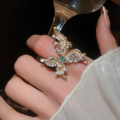 Zen Healing Vintage Pearl Butterfly Ring