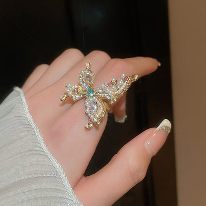 Zen Healing Vintage Pearl Butterfly Ring
