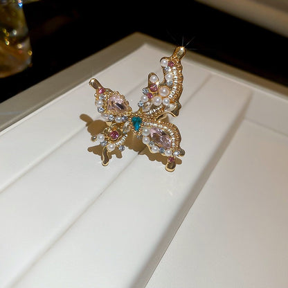 Zen Healing Vintage Pearl Butterfly Ring