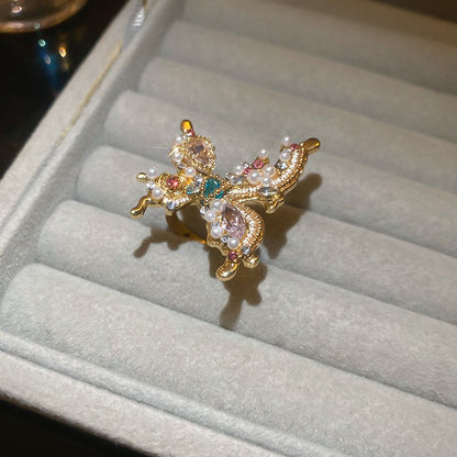 Zen Healing Vintage Pearl Butterfly Ring