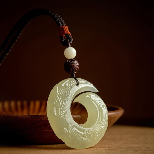 Zen Healing White Jade Blessing Luck Necklace