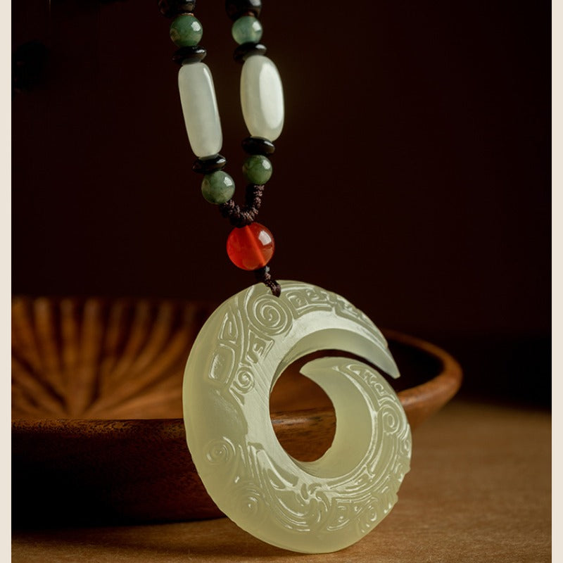 Zen Healing White Jade Blessing Luck Necklace