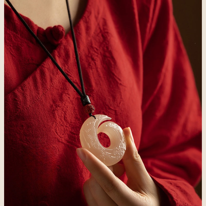 Zen Healing White Jade Blessing Luck Necklace