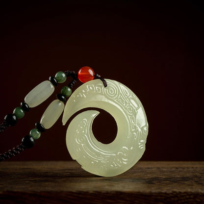 Zen Healing White Jade Blessing Luck Necklace