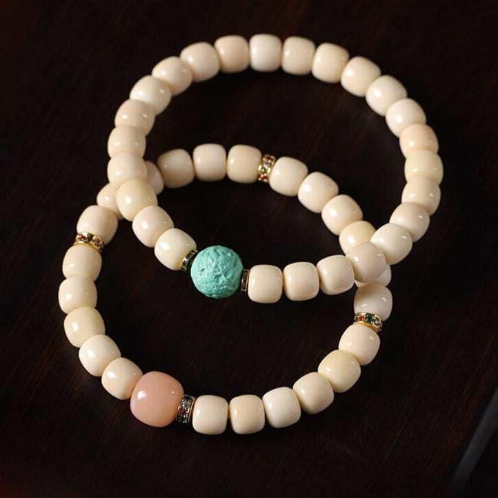 Zen Healing White Jade Bodhi Agate Blessing Bracelet