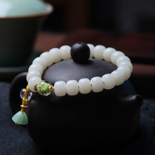 Zen Healing White Jade Bodhi Wisdom Bracelet