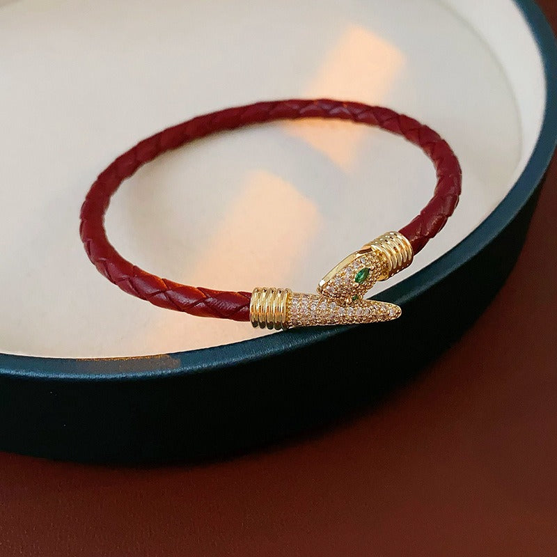 Zen Healing Year of the snake Leather Luck Adjustable Bracelet