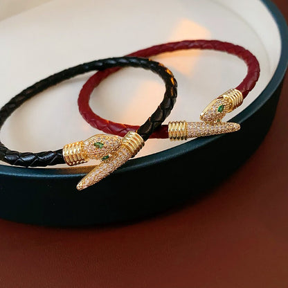 Zen Healing Year of the snake Leather Luck Adjustable Bracelet