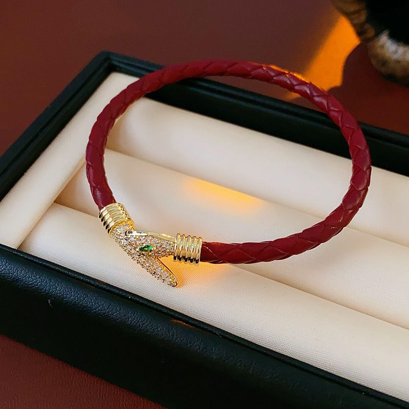 Zen Healing Year of the snake Leather Luck Adjustable Bracelet