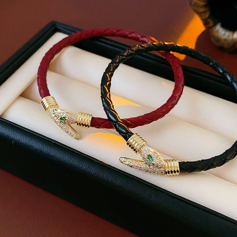 Zen Healing Year of the snake Leather Luck Adjustable Bracelet