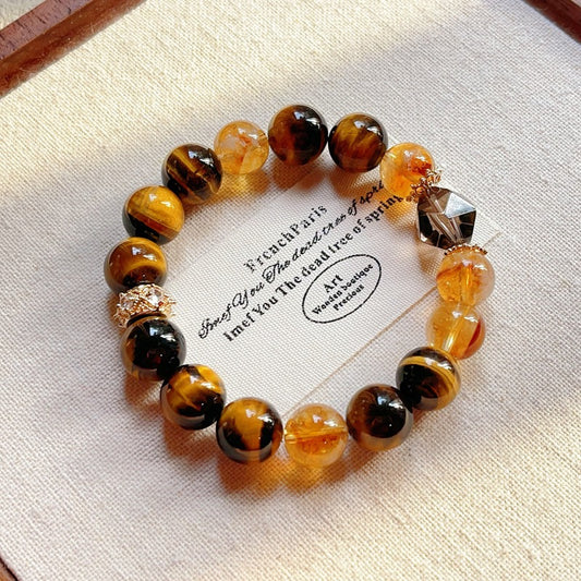 Zen Healing Yellow Tiger Eye Yellow Topaz Confidence Bracelet