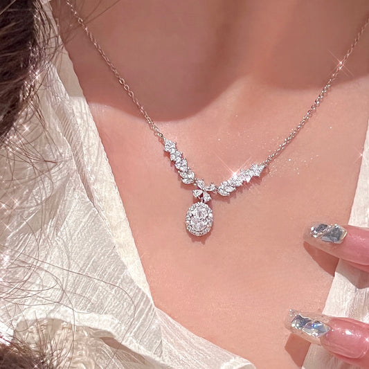Zen Healing Zircon Silver Luxury Angel Wings Necklace