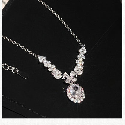 Zen Healing Zircon Silver Luxury Angel Wings Necklace
