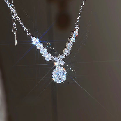Zen Healing Zircon Silver Luxury Angel Wings Necklace