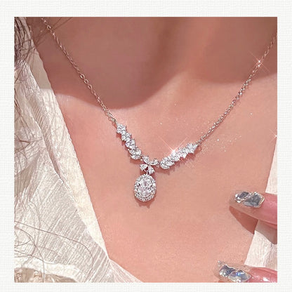 Zen Healing Zircon Silver Luxury Angel Wings Necklace