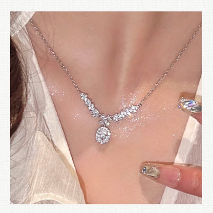 Zen Healing Zircon Silver Luxury Angel Wings Necklace