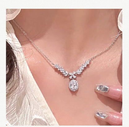 Zen Healing Zircon Silver Luxury Angel Wings Necklace
