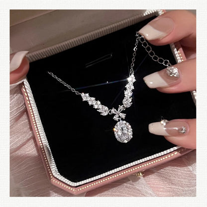 Zen Healing Zircon Silver Luxury Angel Wings Necklace