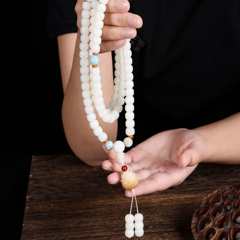 Zen Healing 108 Jade Bodhi Beads Peace Enlightenment Mala Bracelet