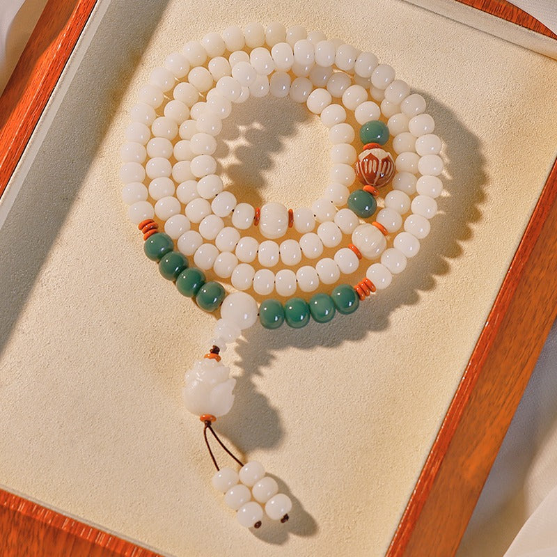 Zen Healing 108 Jade Bodhi Beads Peace Enlightenment Mala Bracelet
