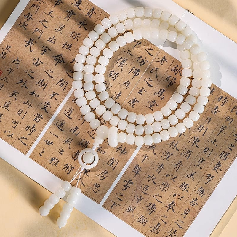 Zen Healing 108 Jade Bodhi Beads Peace Enlightenment Mala Bracelet