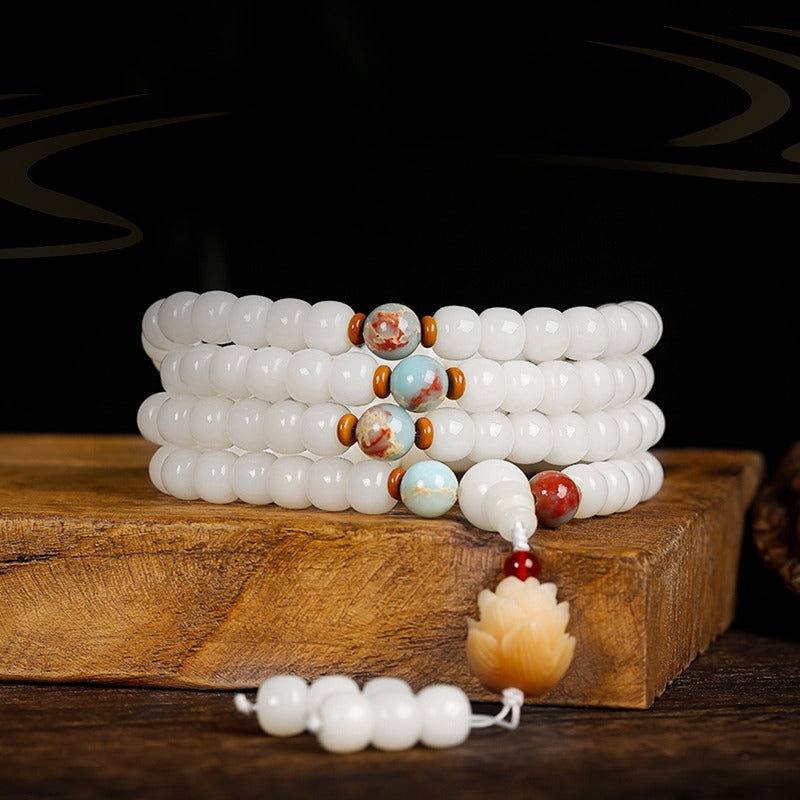Zen Healing 108 Jade Bodhi Beads Peace Enlightenment Mala Bracelet