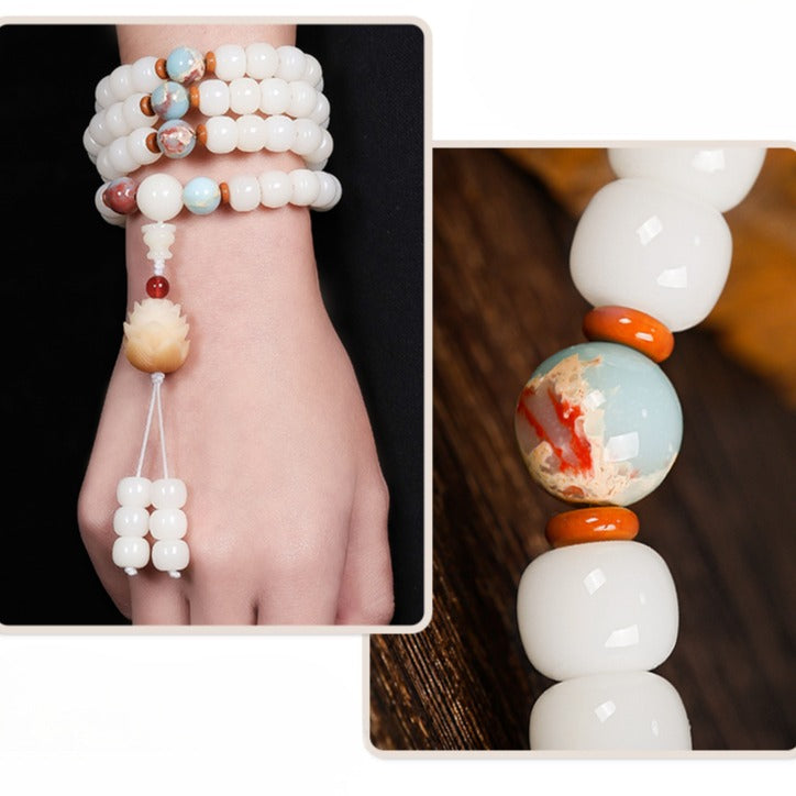 Zen Healing 108 Jade Bodhi Beads Peace Enlightenment Mala Bracelet