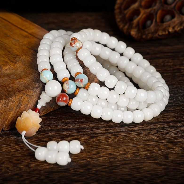 Zen Healing 108 Jade Bodhi Beads Peace Enlightenment Mala Bracelet