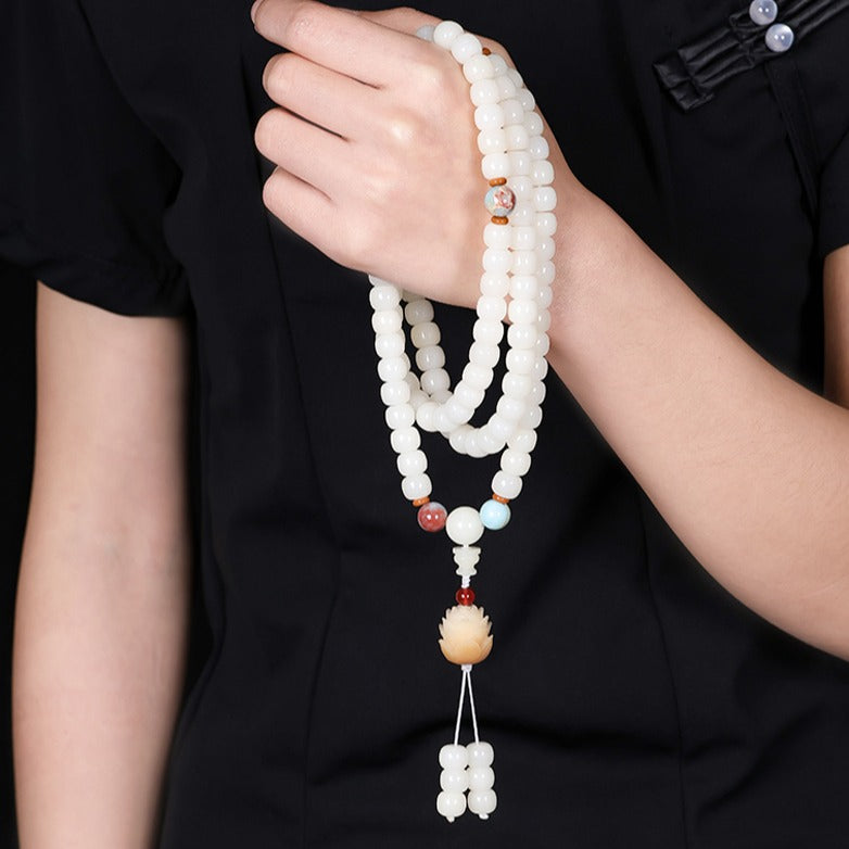 Zen Healing 108 Jade Bodhi Beads Peace Enlightenment Mala Bracelet