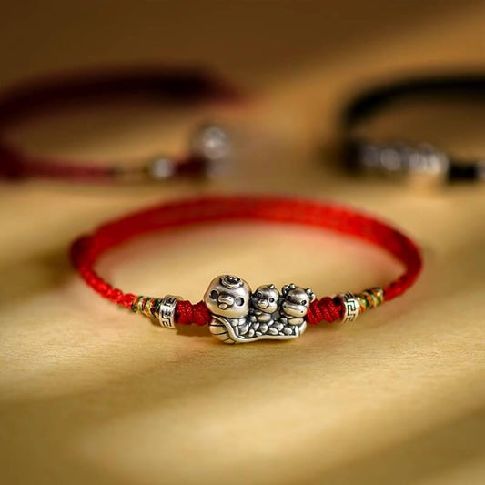 Zen Healing 2025 Chinese Zodiac 999 Sterling Silver Handmade Braided Blessing Bracelet