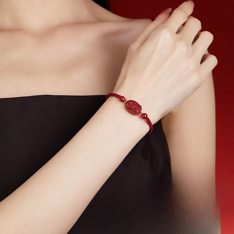 Zen Healing 2025 Chinese Zodiac Natal Buddha Cinnabar Blessing Red String Bracelet