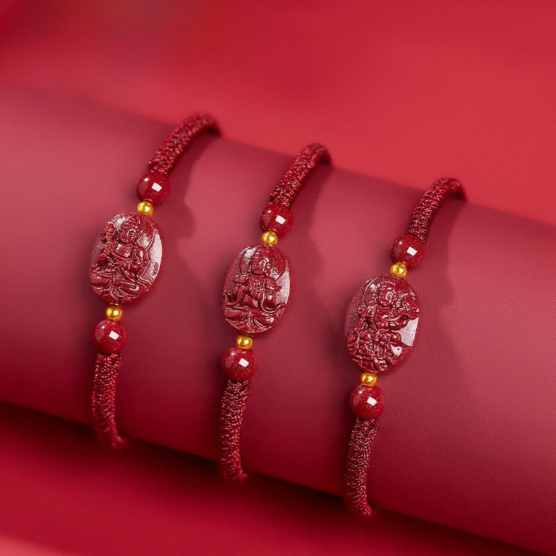 Zen Healing 2025 Chinese Zodiac Natal Buddha Cinnabar Blessing Red String Bracelet