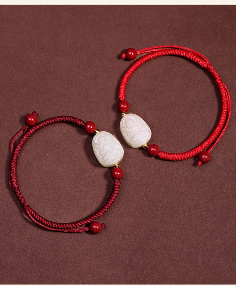Zen Healing 2025 Chinese Zodiac Natal Buddha Jade Red String Harmony Bracelet