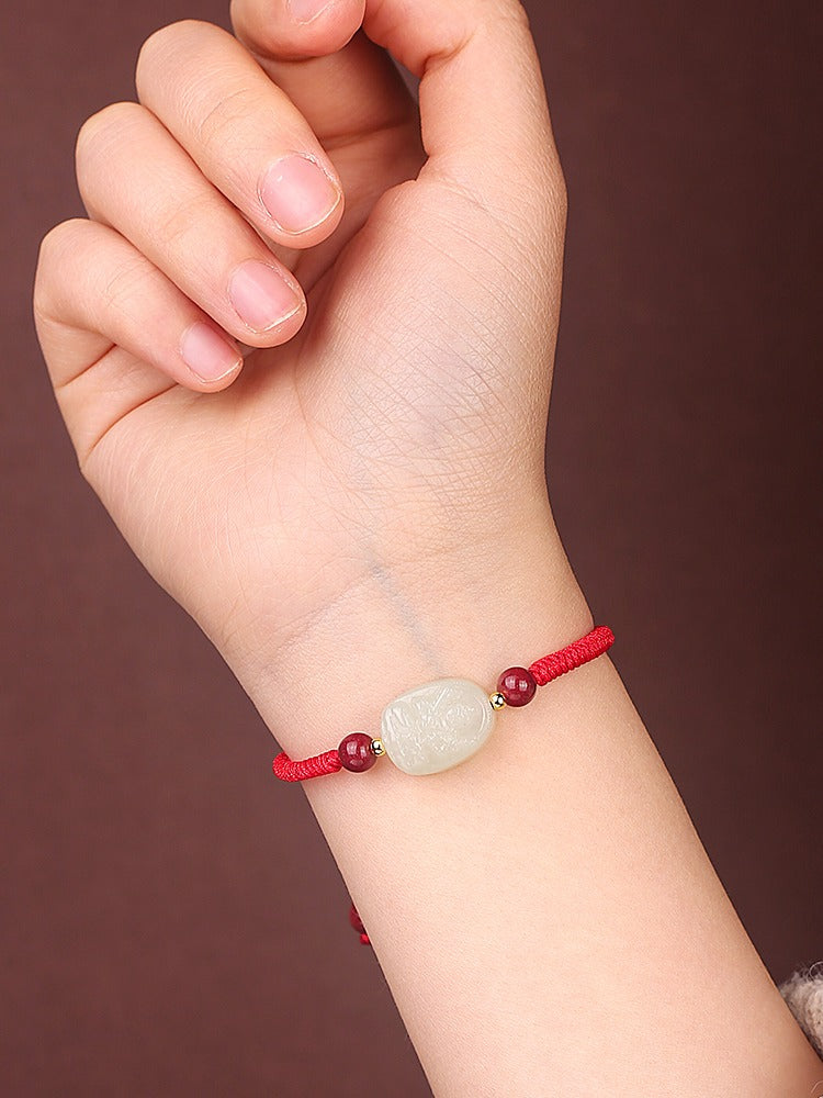 Zen Healing 2025 Chinese Zodiac Natal Buddha Jade Red String Harmony Bracelet