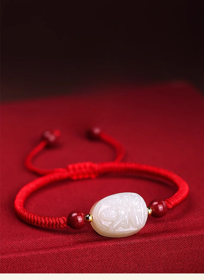 Zen Healing 2025 Chinese Zodiac Natal Buddha Jade Red String Harmony Bracelet